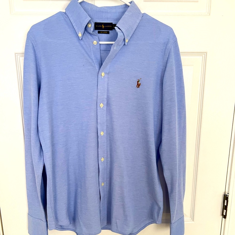 Men Ralph Lauren Polo long sleeve bottom up shirt! Sz Lg